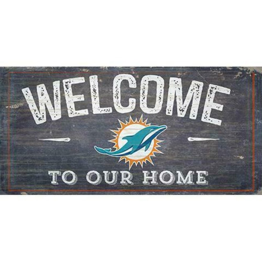 Miami Dolphins Wood Signs 6"x12"